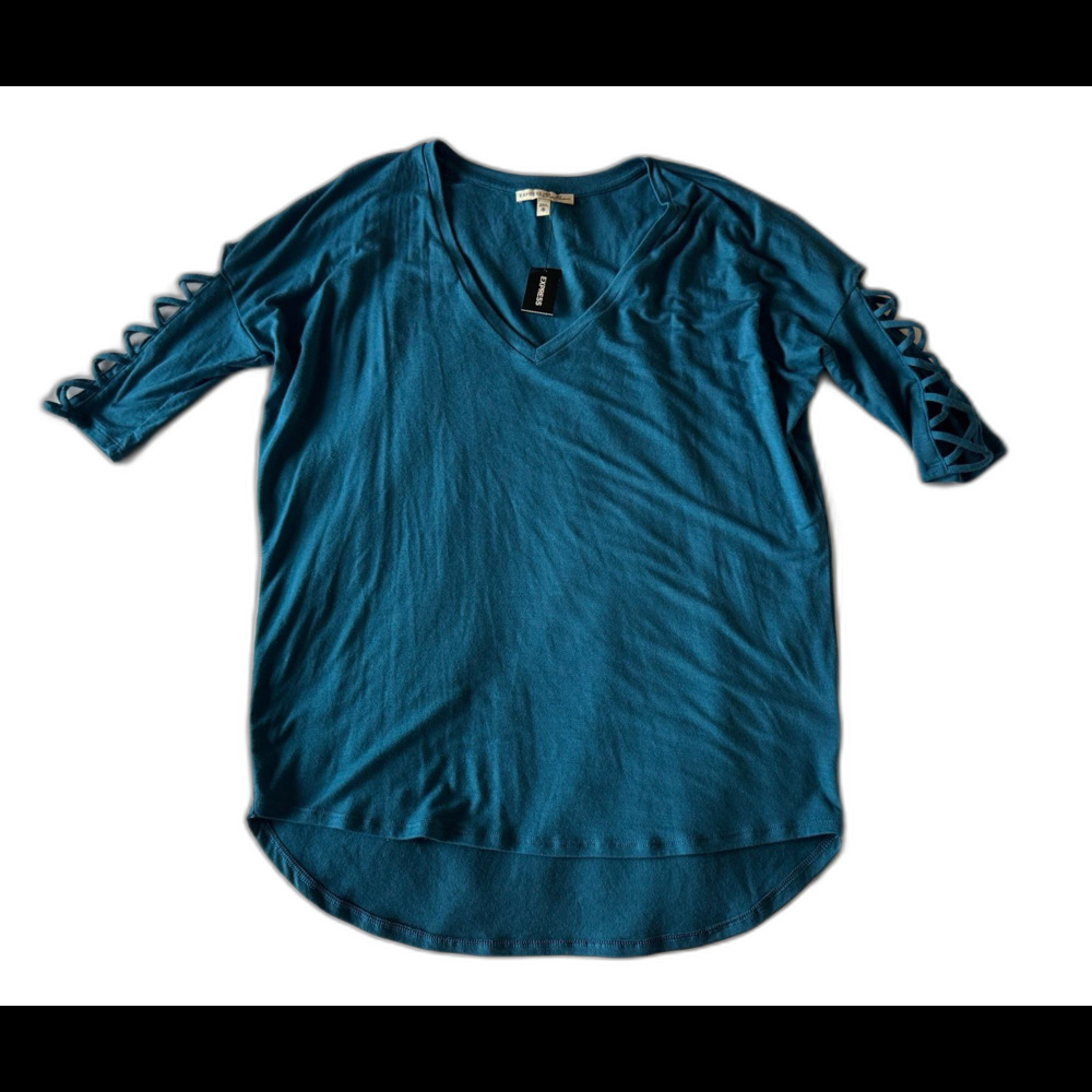 Express Teal Cutout Sleeve Top – Size M (NWT)